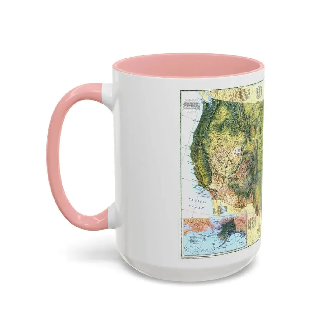 USA - The Physical Landscape (1996) (Map) Accent Coffee Mug - Go Mug Yourself