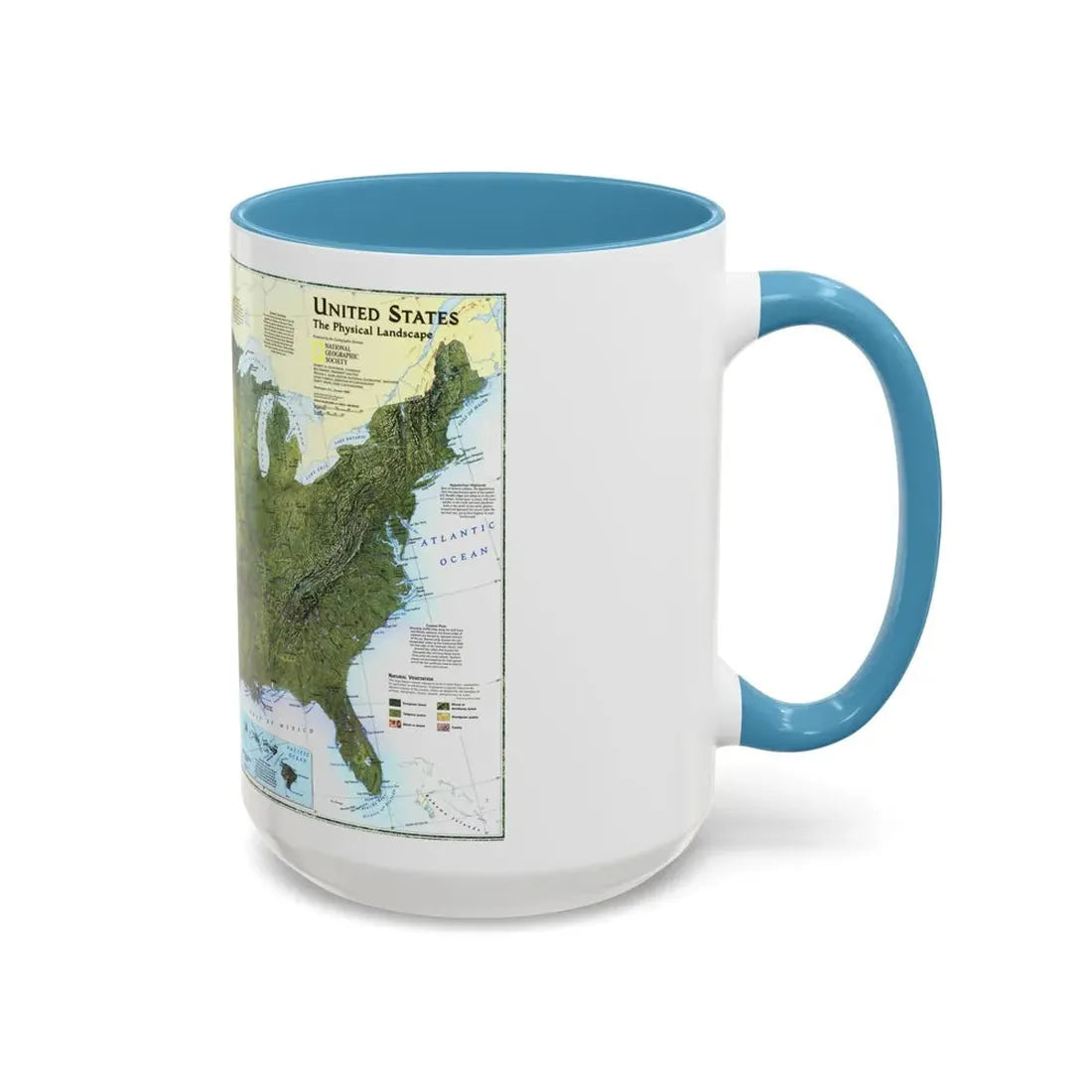 USA - The Physical Landscape (1996) (Map) Accent Coffee Mug - Go Mug Yourself