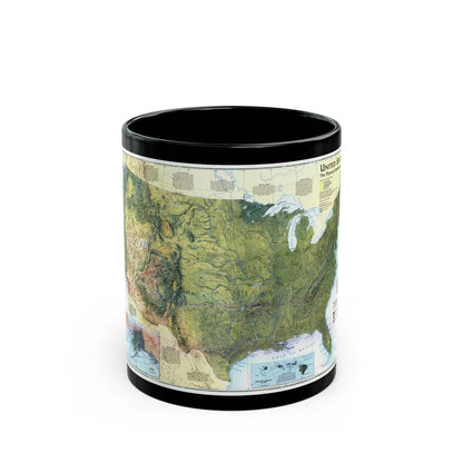 USA - The Physical Landscape (1996) (Map) Black Coffee Mug-11oz-Go Mug Yourself