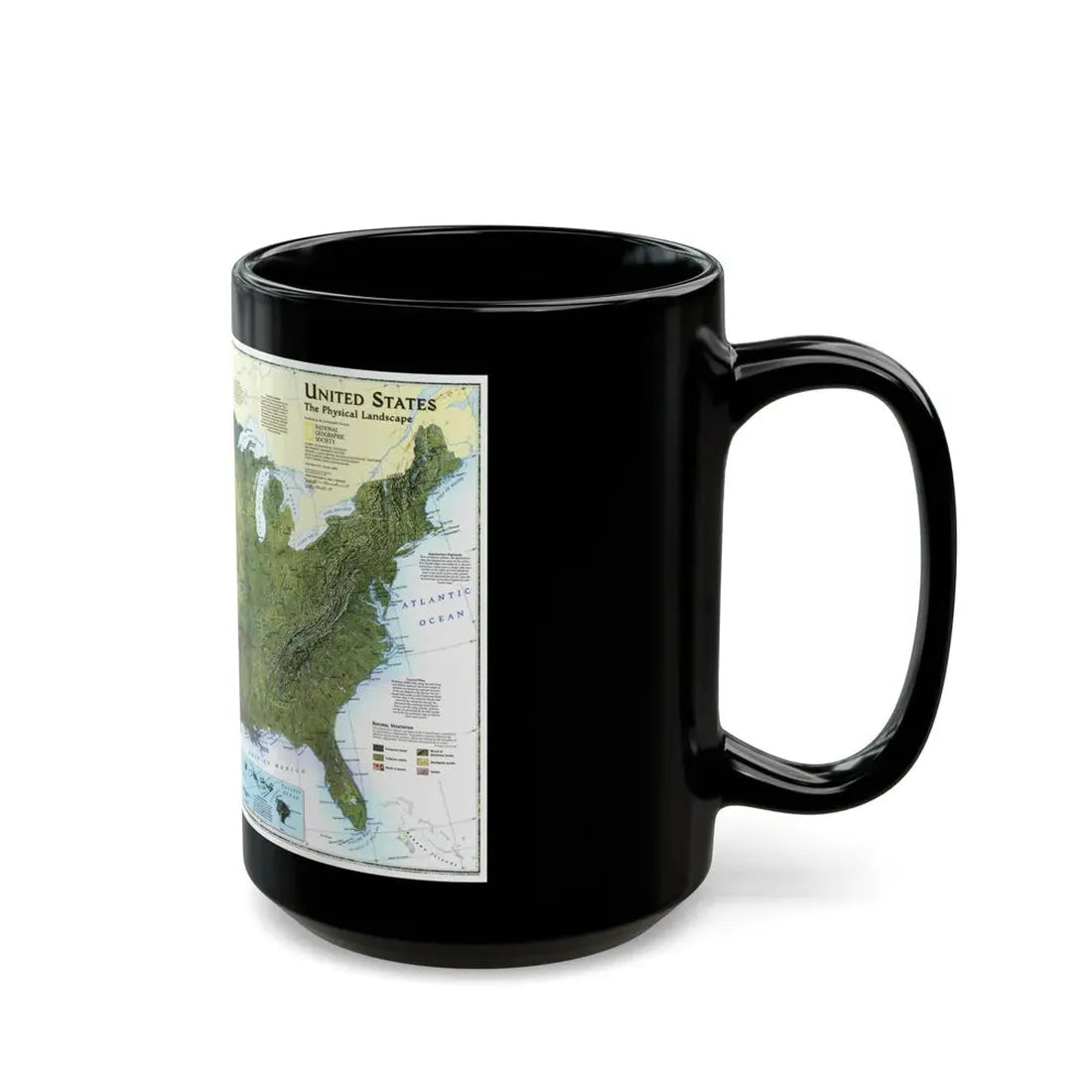 USA - The Physical Landscape (1996) (Map) Black Coffee Mug - Go Mug Yourself