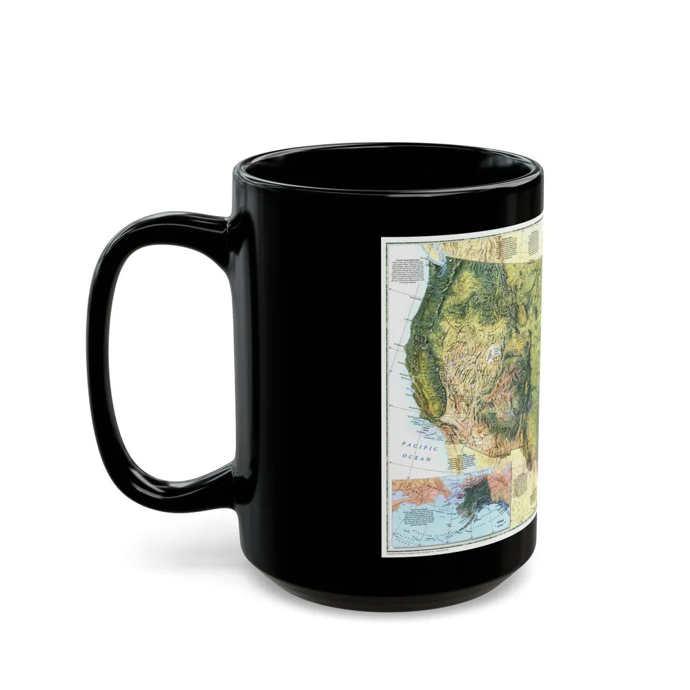 USA - The Physical Landscape (1996) (Map) Black Coffee Mug-Go Mug Yourself