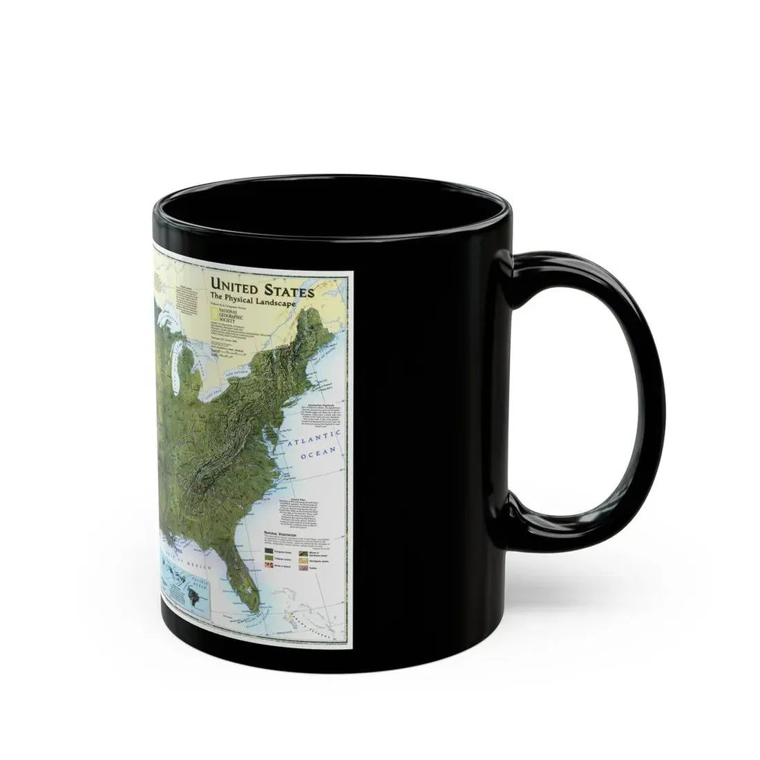 USA - The Physical Landscape (1996) (Map) Black Coffee Mug - Go Mug Yourself