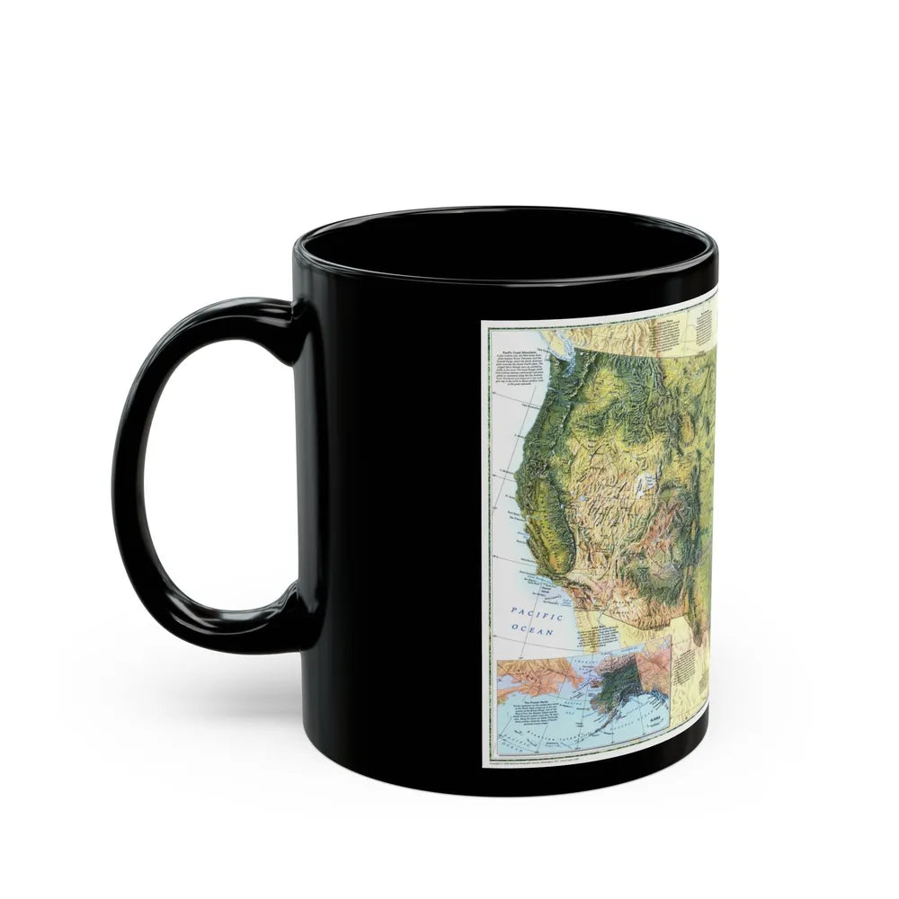 USA - The Physical Landscape (1996) (Map) Black Coffee Mug-Go Mug Yourself