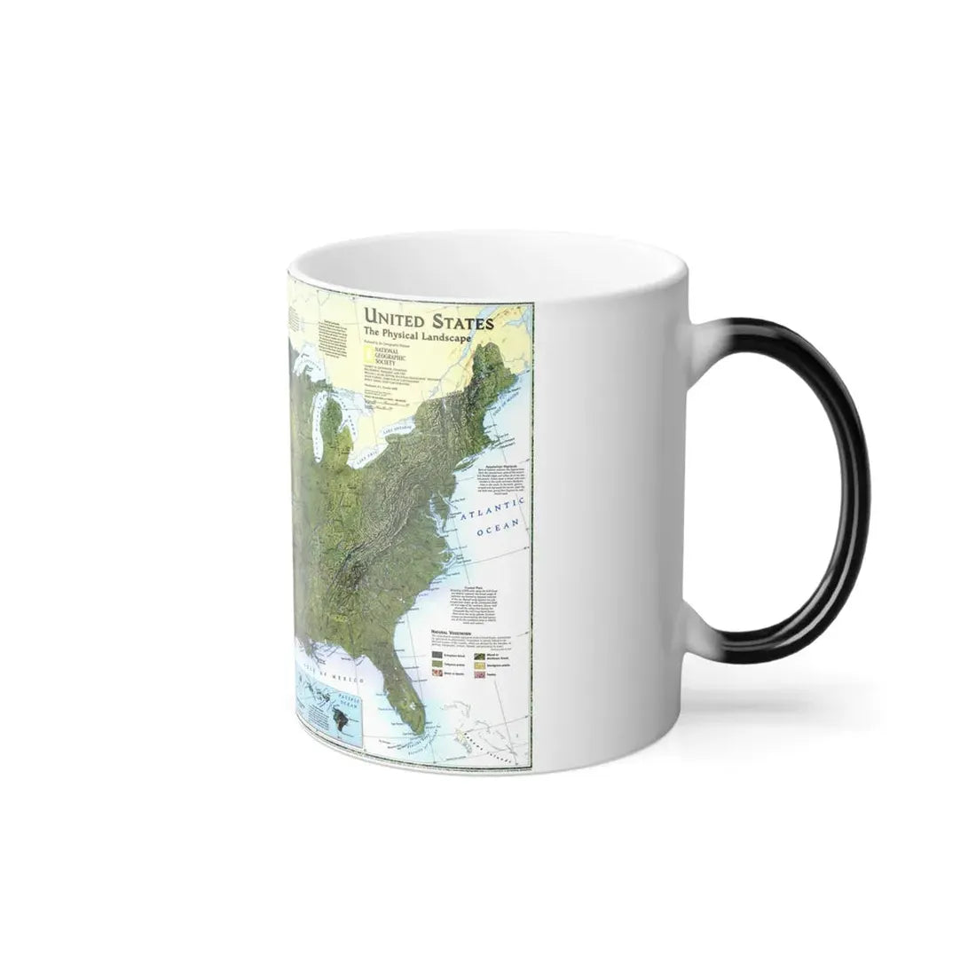 USA - The Physical Landscape (1996) (Map) Color Changing Mug 11oz - Go Mug Yourself