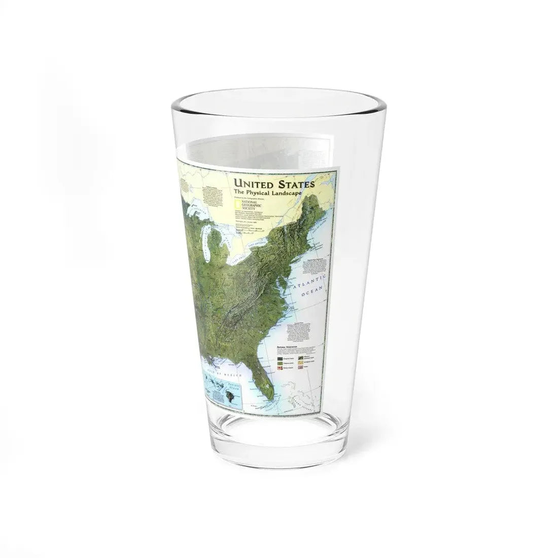 USA - The Physical Landscape (1996) (Map) Pint Glass 16oz - Go Mug Yourself