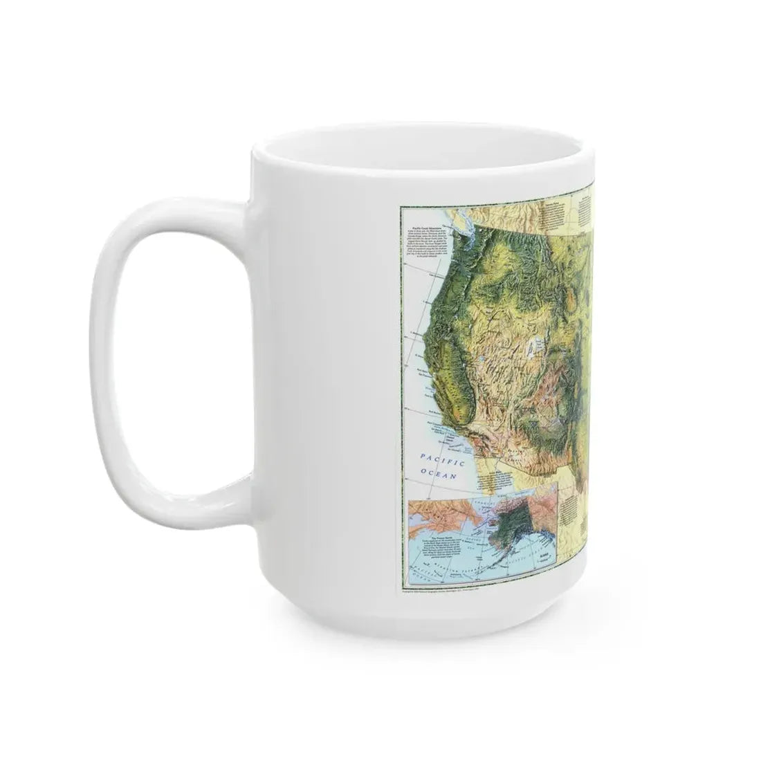 USA - The Physical Landscape (1996) (Map) White Coffee Mug - Go Mug Yourself