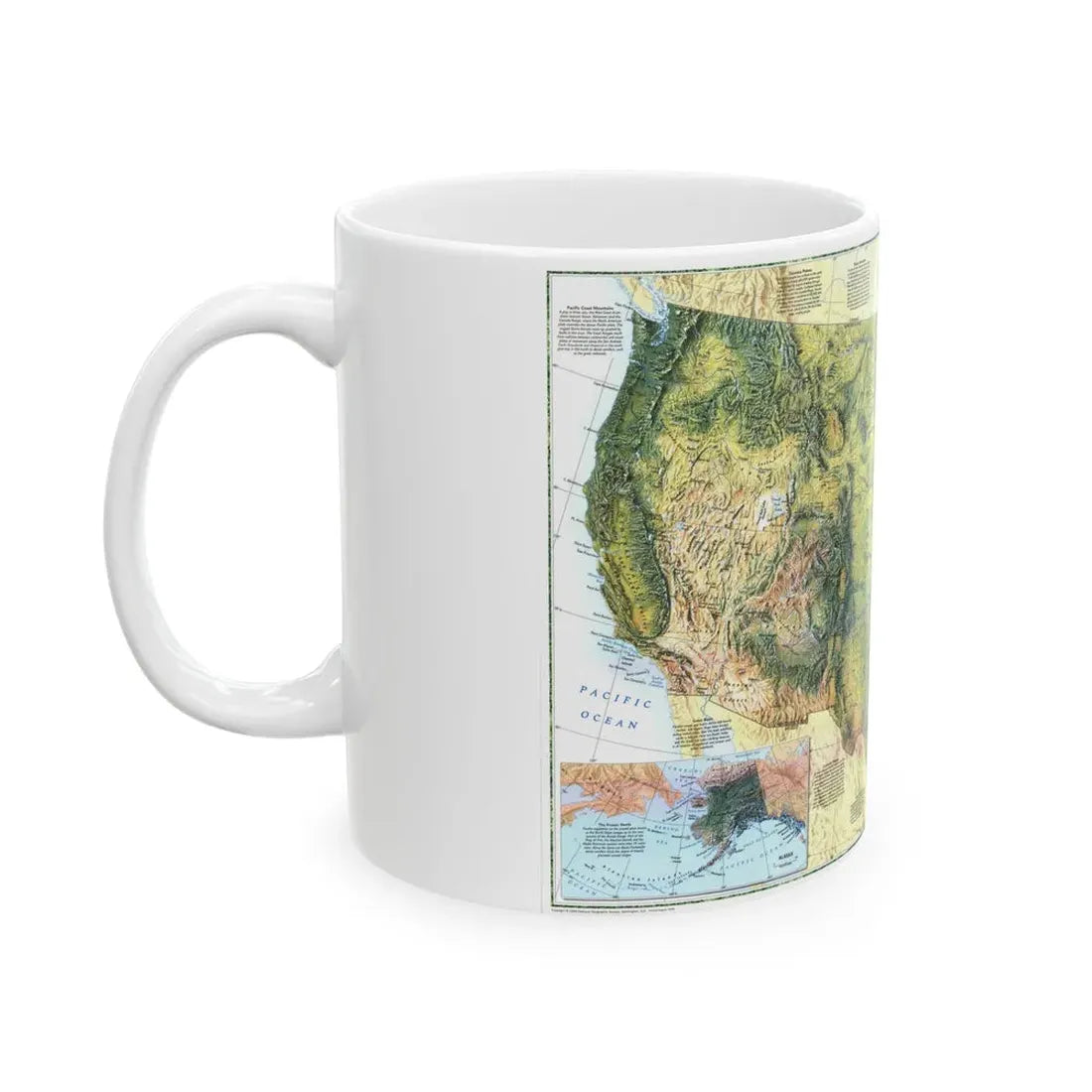 USA - The Physical Landscape (1996) (Map) White Coffee Mug - Go Mug Yourself