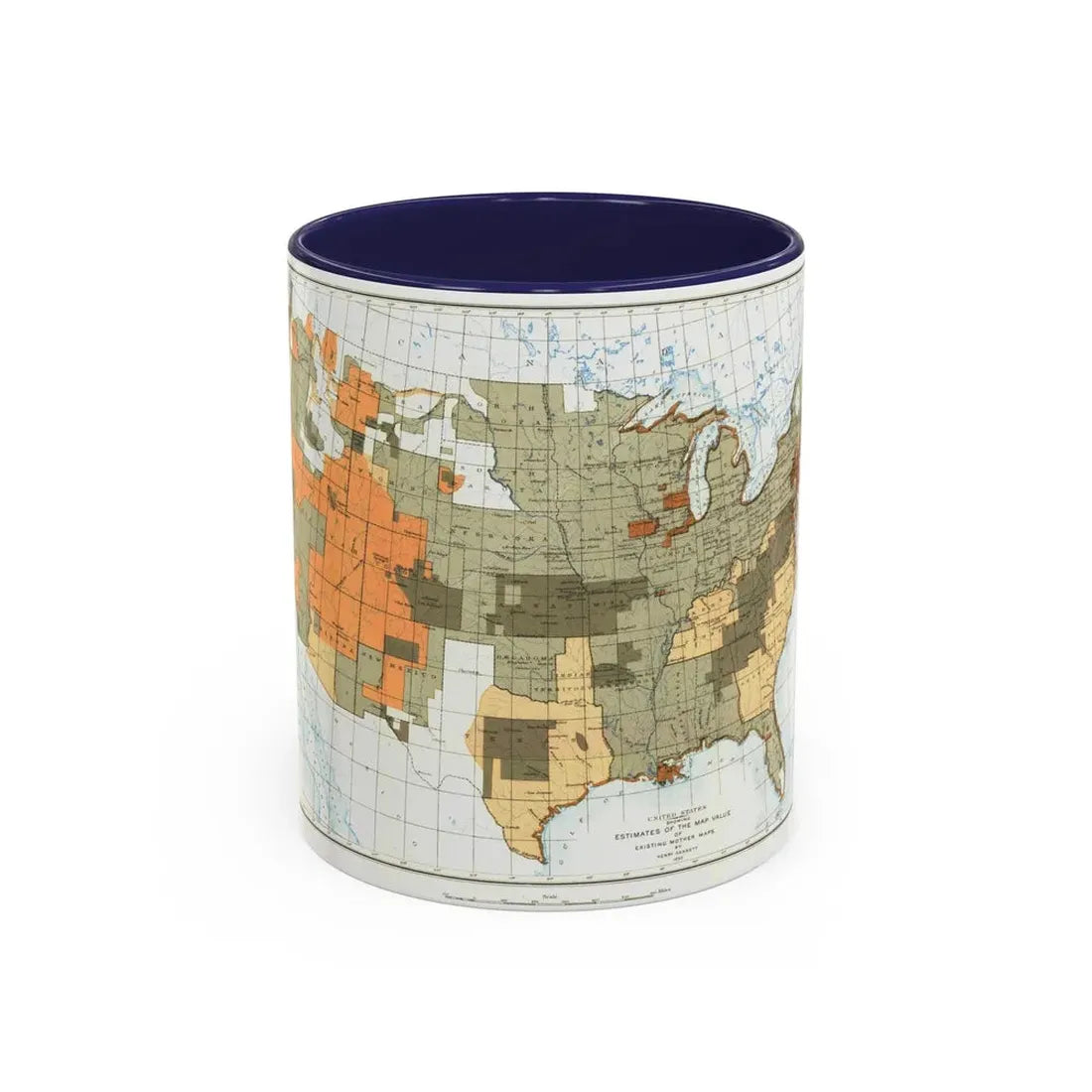 USA - The United States (1892) (Map) Accent Coffee Mug 11oz Navy - Go Mug Yourself