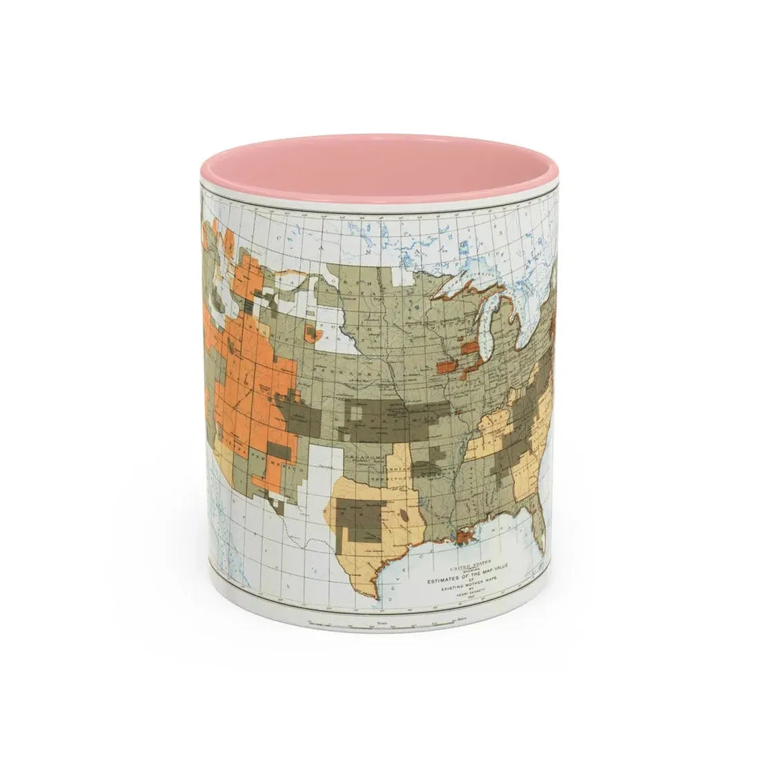 USA - The United States (1892) (Map) Accent Coffee Mug 11oz Pink - Go Mug Yourself