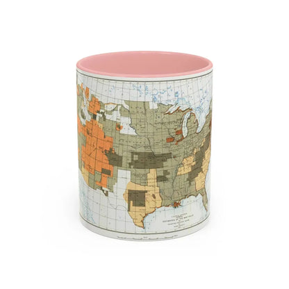 USA - The United States (1892) (Map) Accent Coffee Mug 11oz Pink - Go Mug Yourself