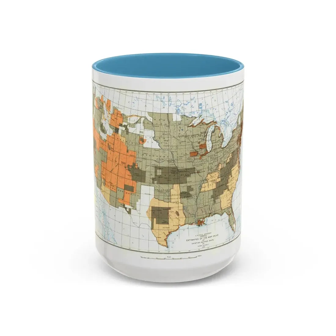USA - The United States (1892) (Map) Accent Coffee Mug 15oz Light Blue - Go Mug Yourself