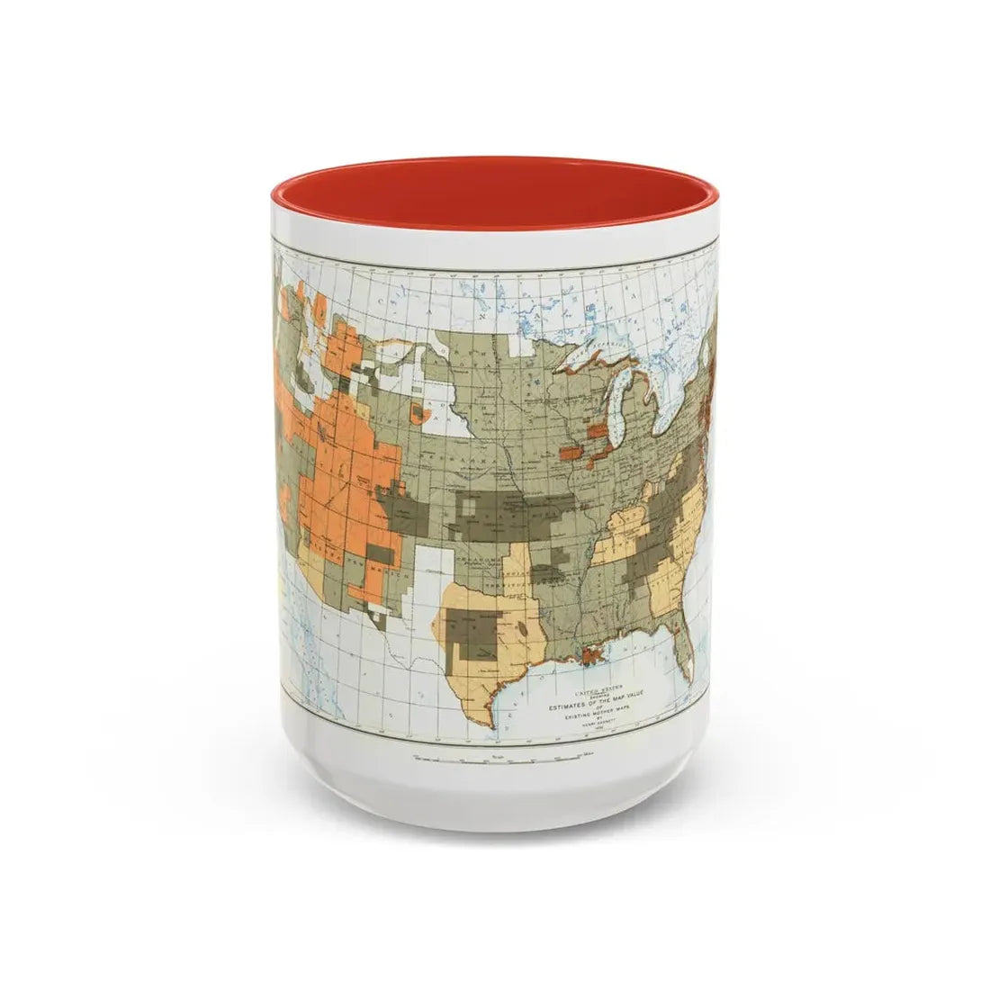 USA - The United States (1892) (Map) Accent Coffee Mug 15oz Red - Go Mug Yourself