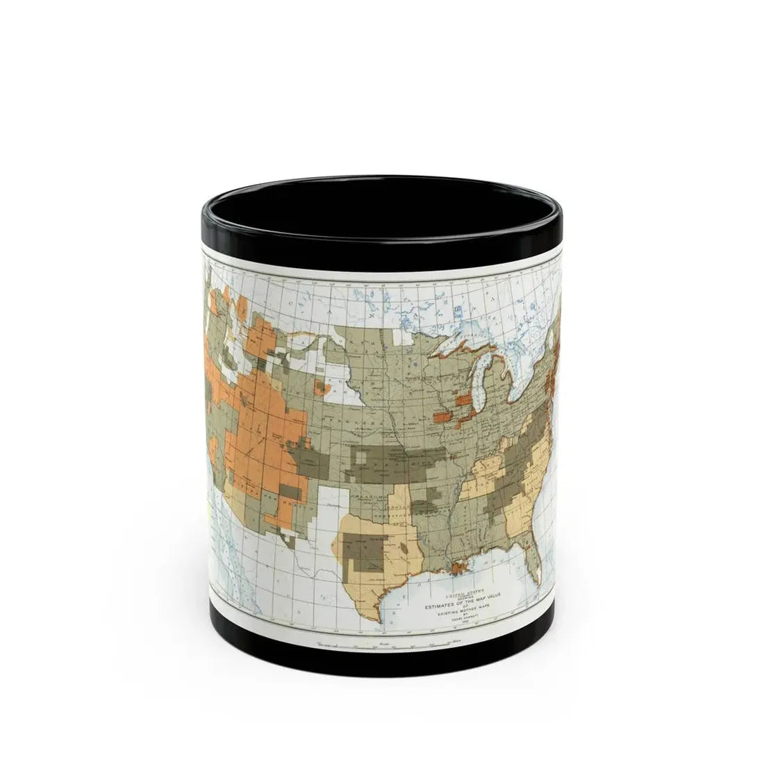 USA - The United States (1892) (Map) Black Coffee Mug 11oz - Go Mug Yourself