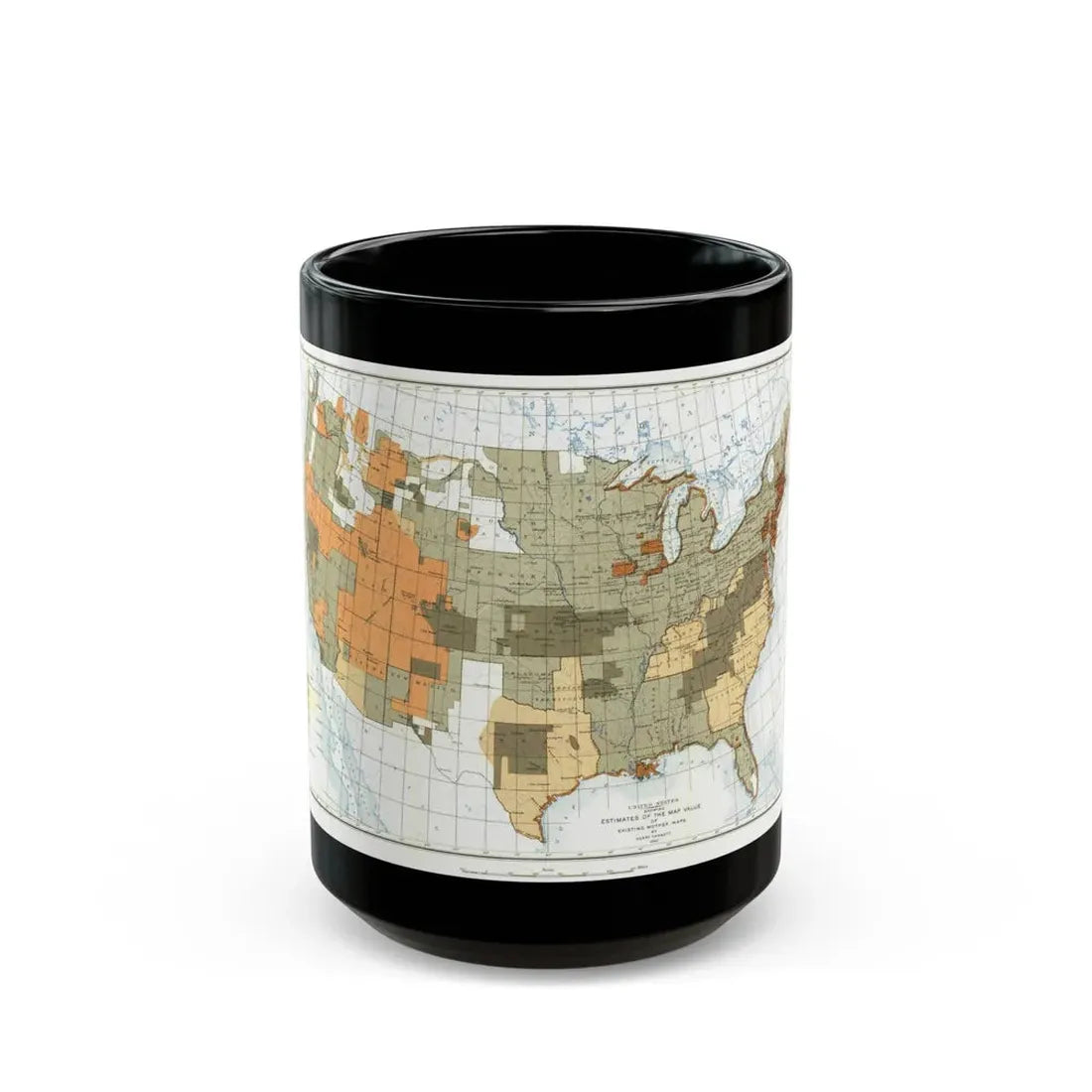 USA - The United States (1892) (Map) Black Coffee Mug 15oz - Go Mug Yourself