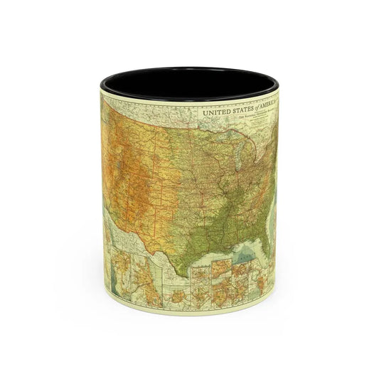 USA - The United States (1923) (Map) Accent Coffee Mug 11oz Black - Go Mug Yourself
