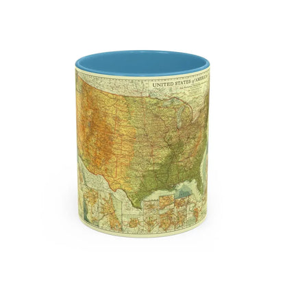 USA - The United States (1923) (Map) Accent Coffee Mug 11oz Light Blue - Go Mug Yourself