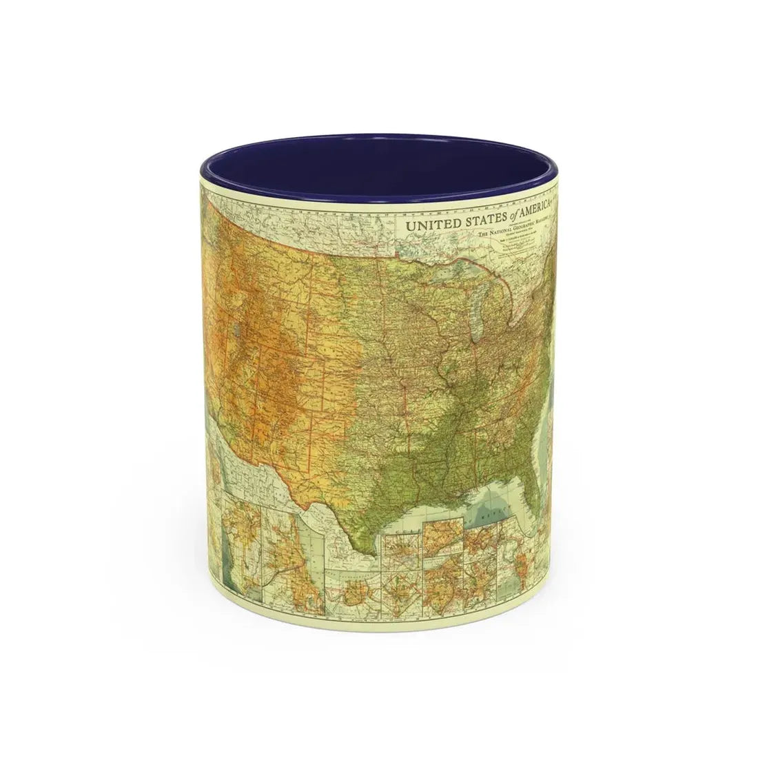 USA - The United States (1923) (Map) Accent Coffee Mug 11oz Navy - Go Mug Yourself