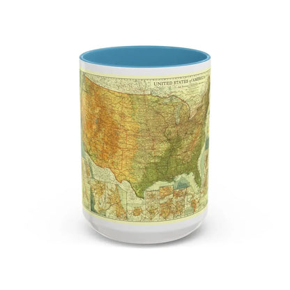 USA - The United States (1923) (Map) Accent Coffee Mug 15oz Light Blue - Go Mug Yourself