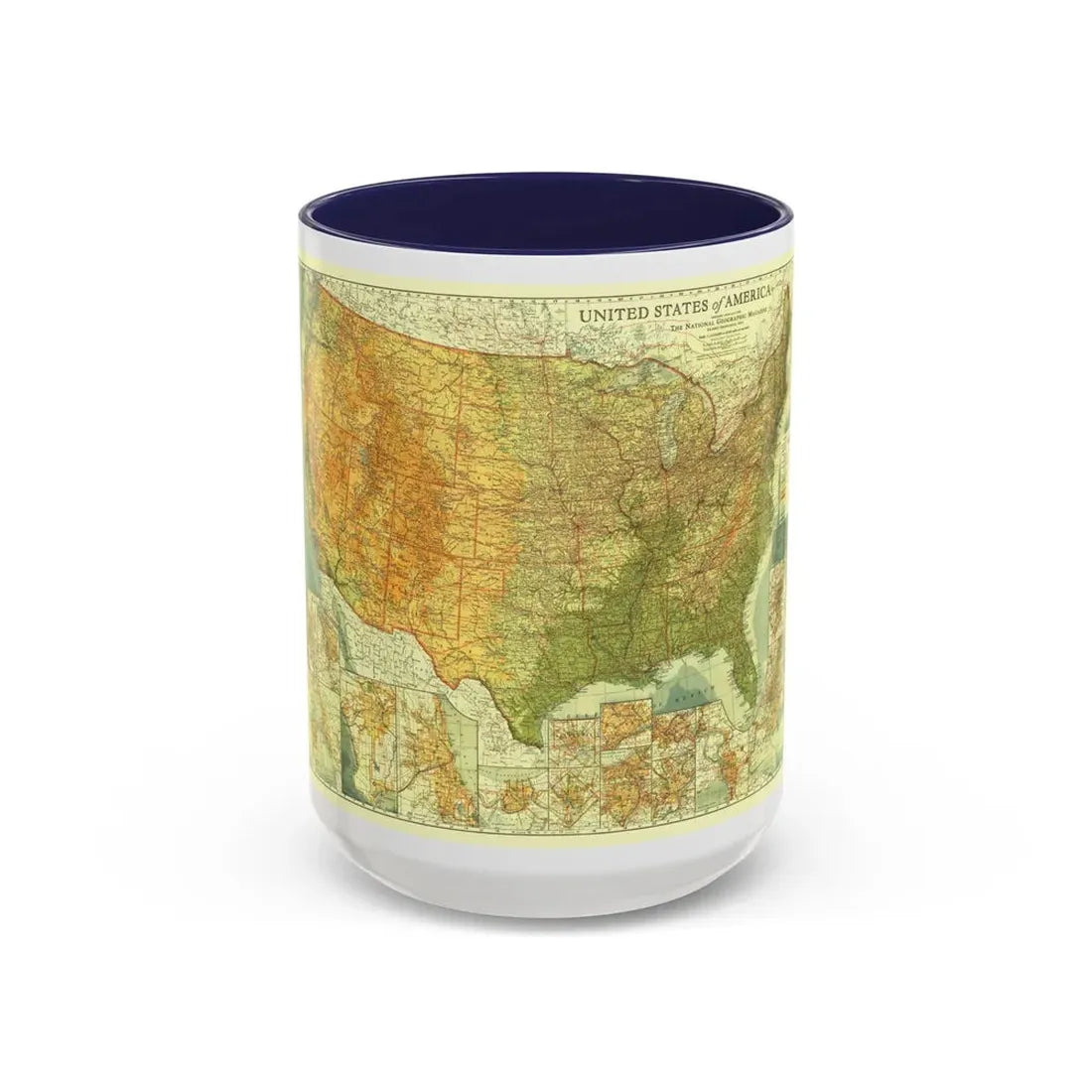 USA - The United States (1923) (Map) Accent Coffee Mug 15oz Navy - Go Mug Yourself