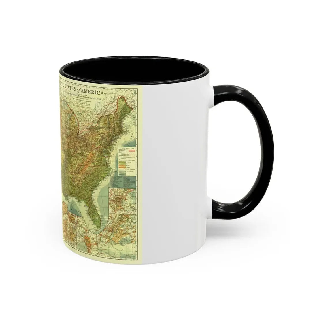 USA - The United States (1923) (Map) Accent Coffee Mug - Go Mug Yourself