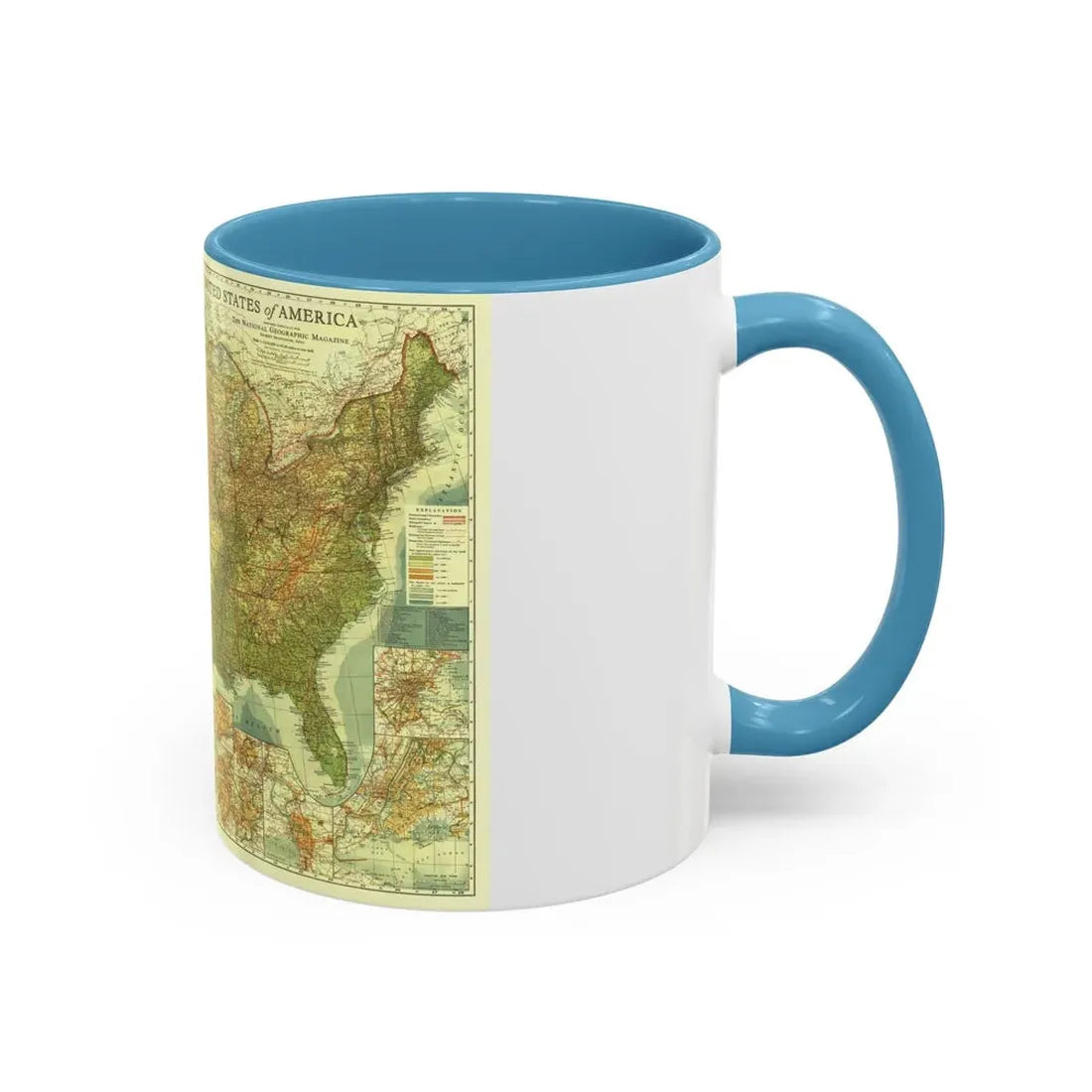 USA - The United States (1923) (Map) Accent Coffee Mug - Go Mug Yourself