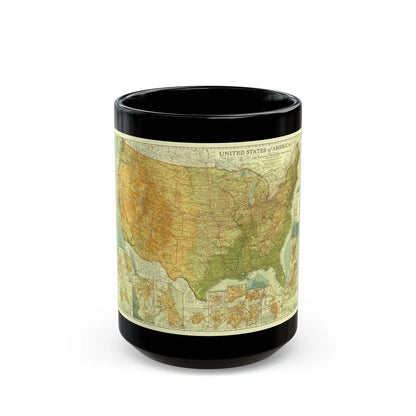 USA - The United States (1923) (Map) Black Coffee Mug-15oz-Go Mug Yourself