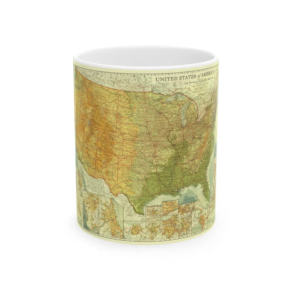 USA - The United States (1923) (Map) White Coffee Mug-11oz-Go Mug Yourself