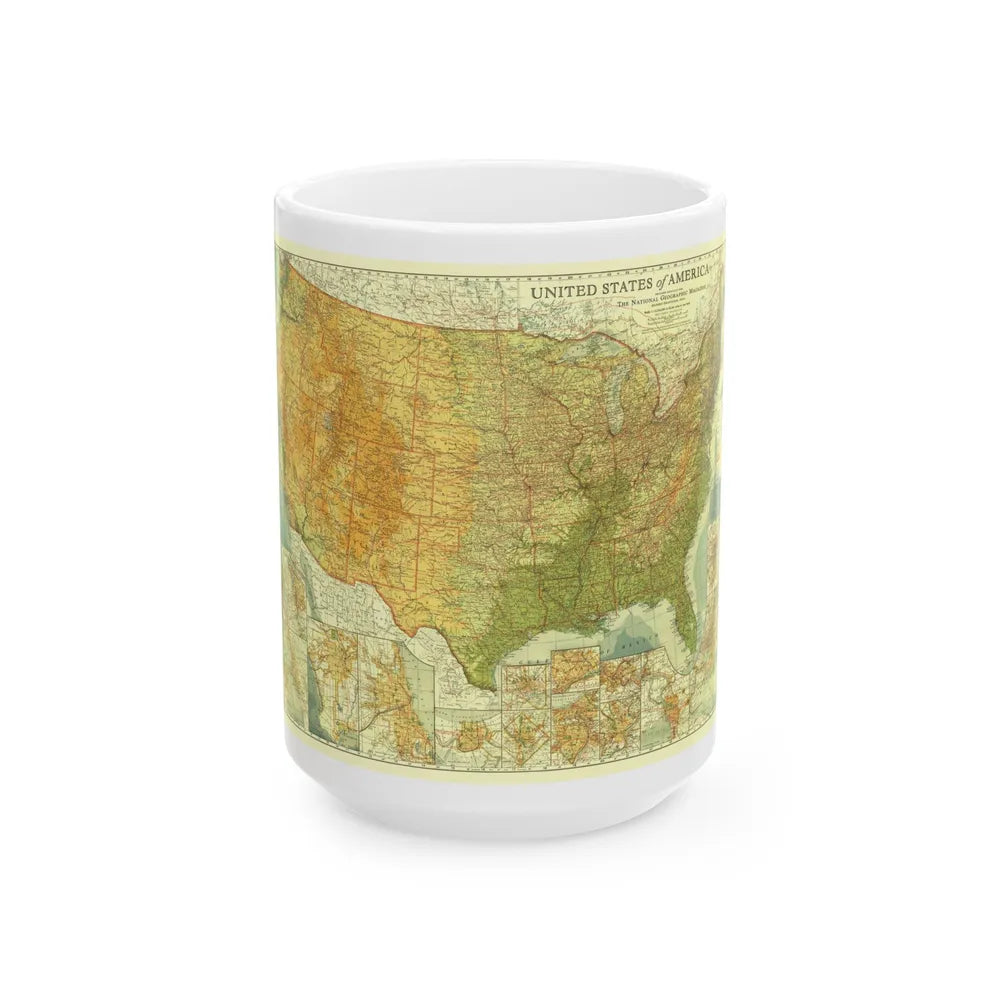 USA - The United States (1923) (Map) White Coffee Mug-15oz-Go Mug Yourself