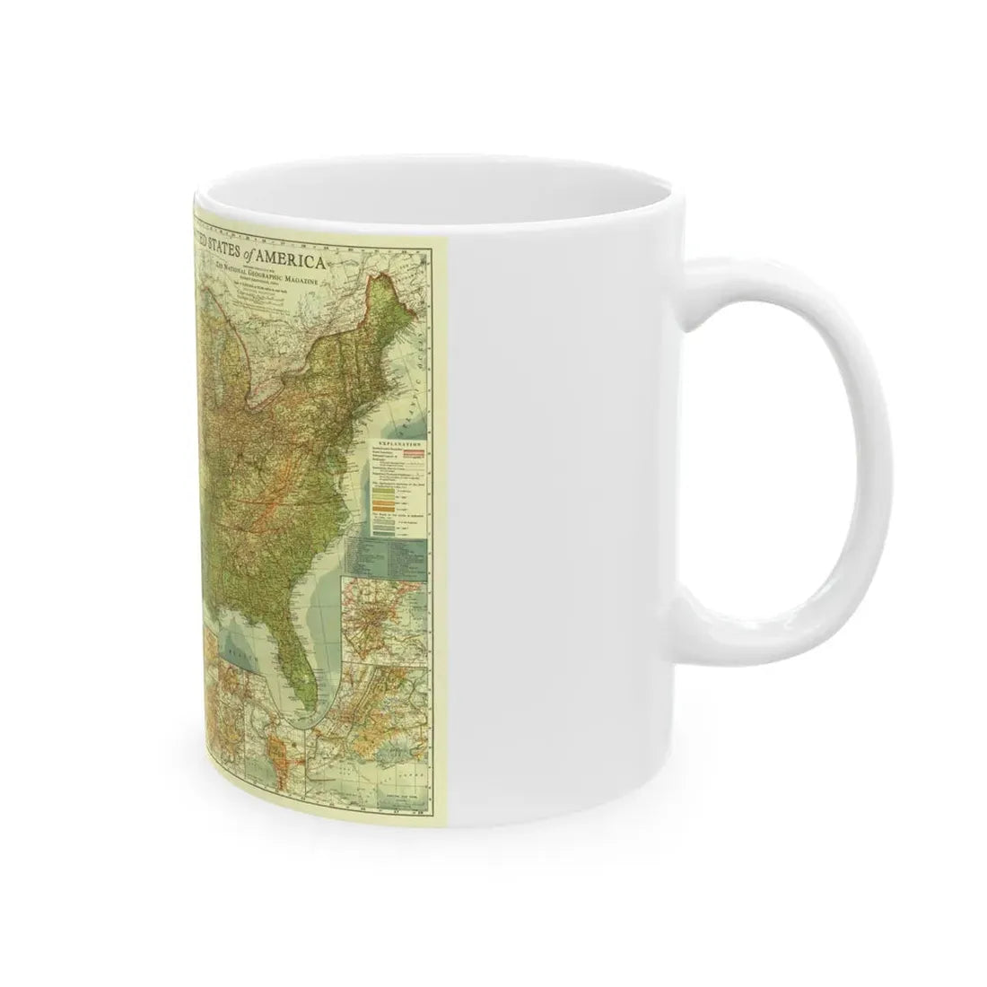 USA - The United States (1923) (Map) White Coffee Mug - Go Mug Yourself