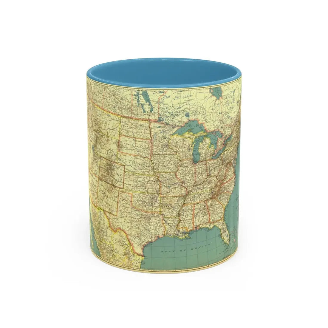 USA - The United States (1933) (Map) Accent Coffee Mug 11oz Light Blue - Go Mug Yourself