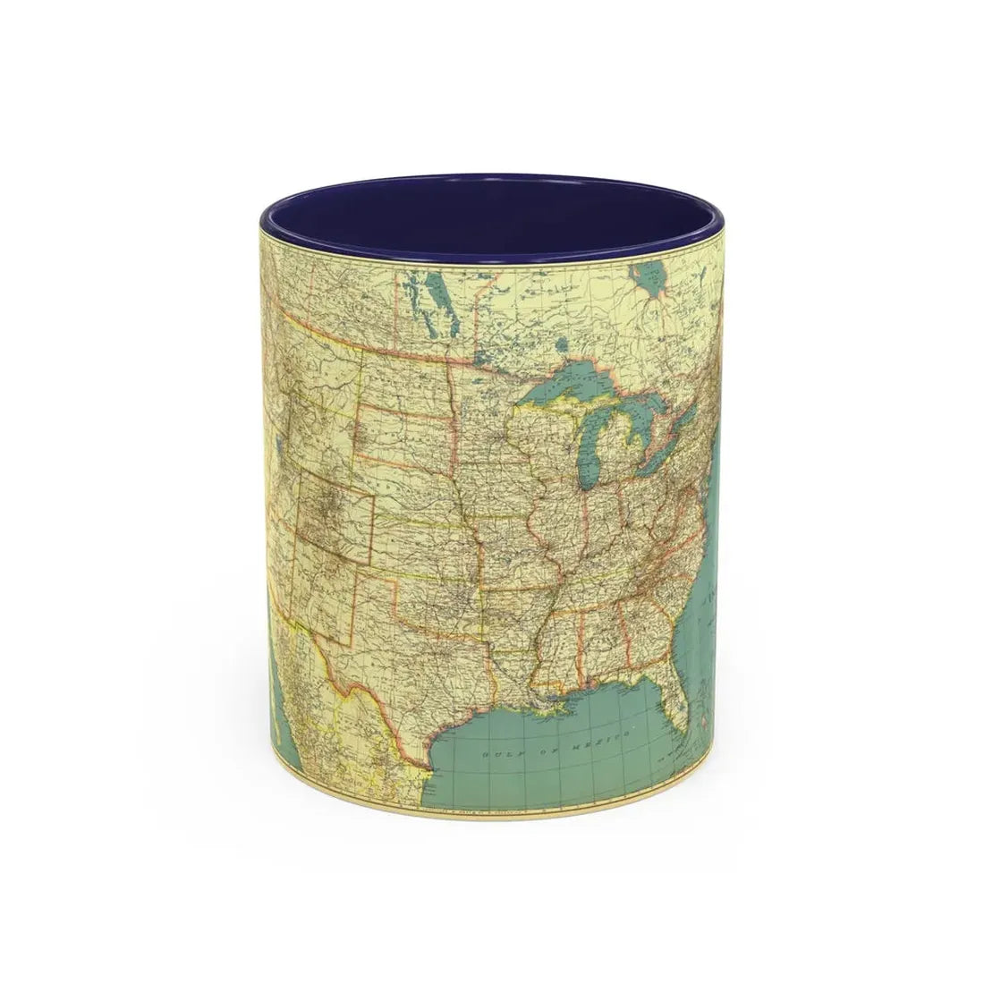 USA - The United States (1933) (Map) Accent Coffee Mug 11oz Navy - Go Mug Yourself