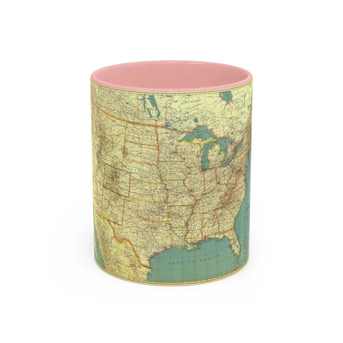USA - The United States (1933) (Map) Accent Coffee Mug 11oz Pink - Go Mug Yourself