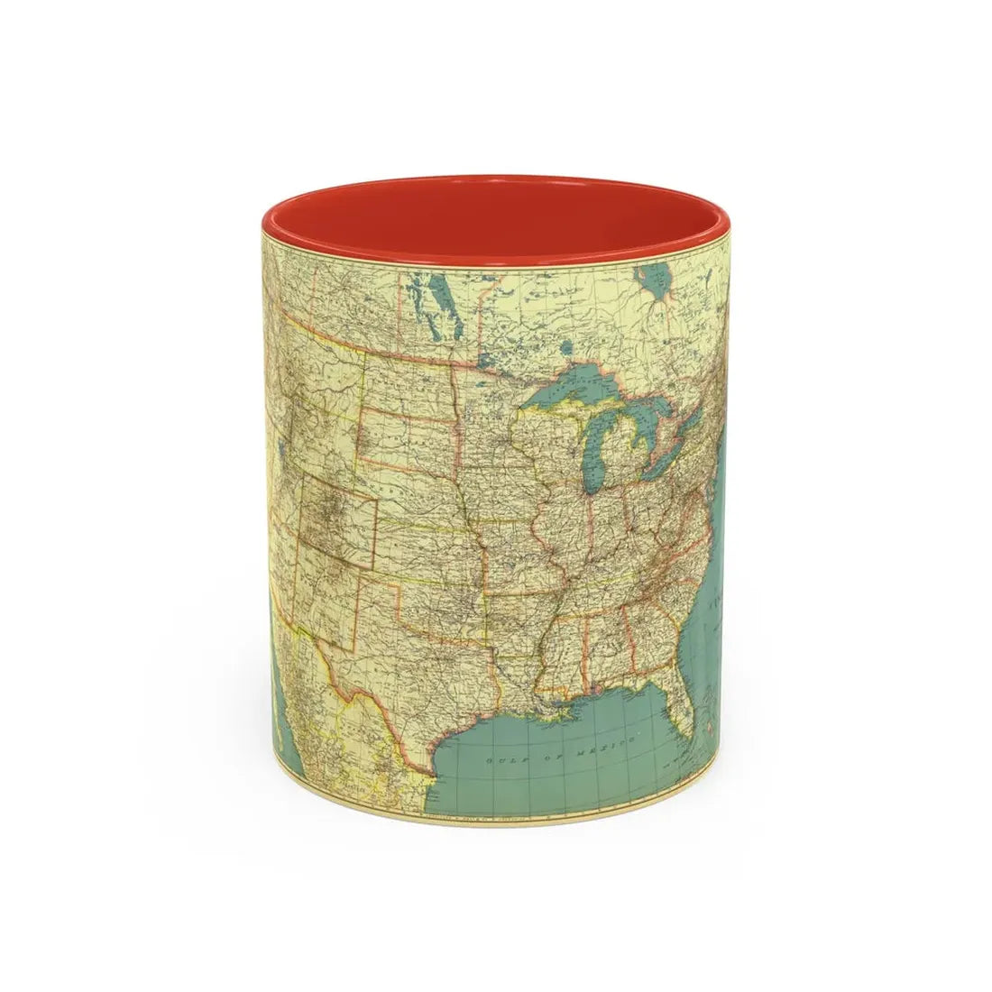 USA - The United States (1933) (Map) Accent Coffee Mug 11oz Red - Go Mug Yourself