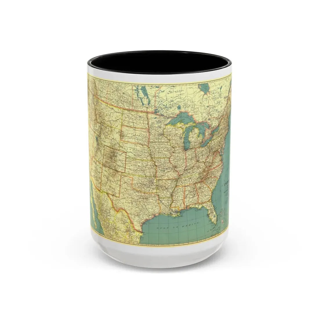 USA - The United States (1933) (Map) Accent Coffee Mug 15oz Black - Go Mug Yourself
