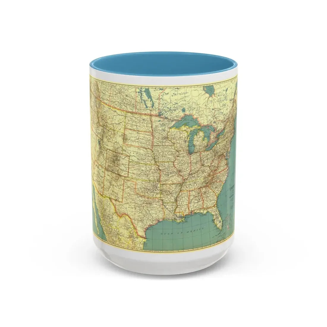 USA - The United States (1933) (Map) Accent Coffee Mug 15oz Light Blue - Go Mug Yourself