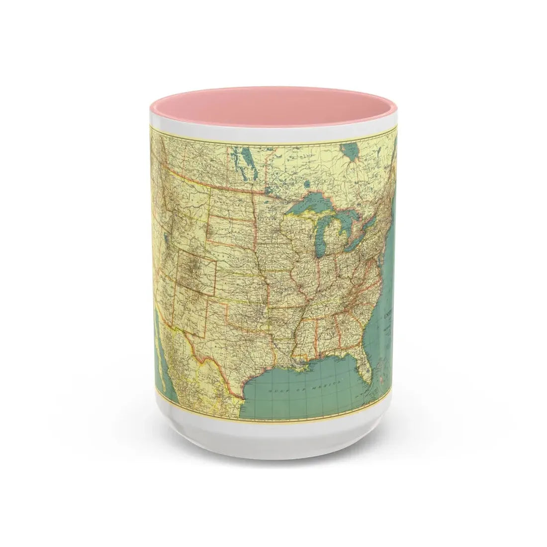 USA - The United States (1933) (Map) Accent Coffee Mug 15oz Pink - Go Mug Yourself