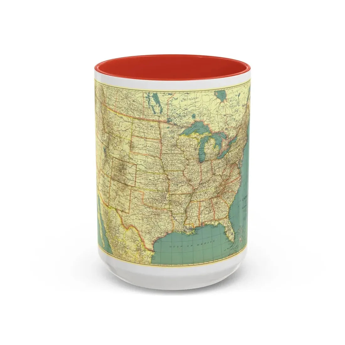 USA - The United States (1933) (Map) Accent Coffee Mug 15oz Red - Go Mug Yourself