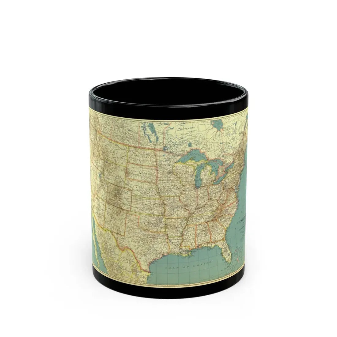 USA - The United States (1933) (Map) Black Coffee Mug 11oz - Go Mug Yourself
