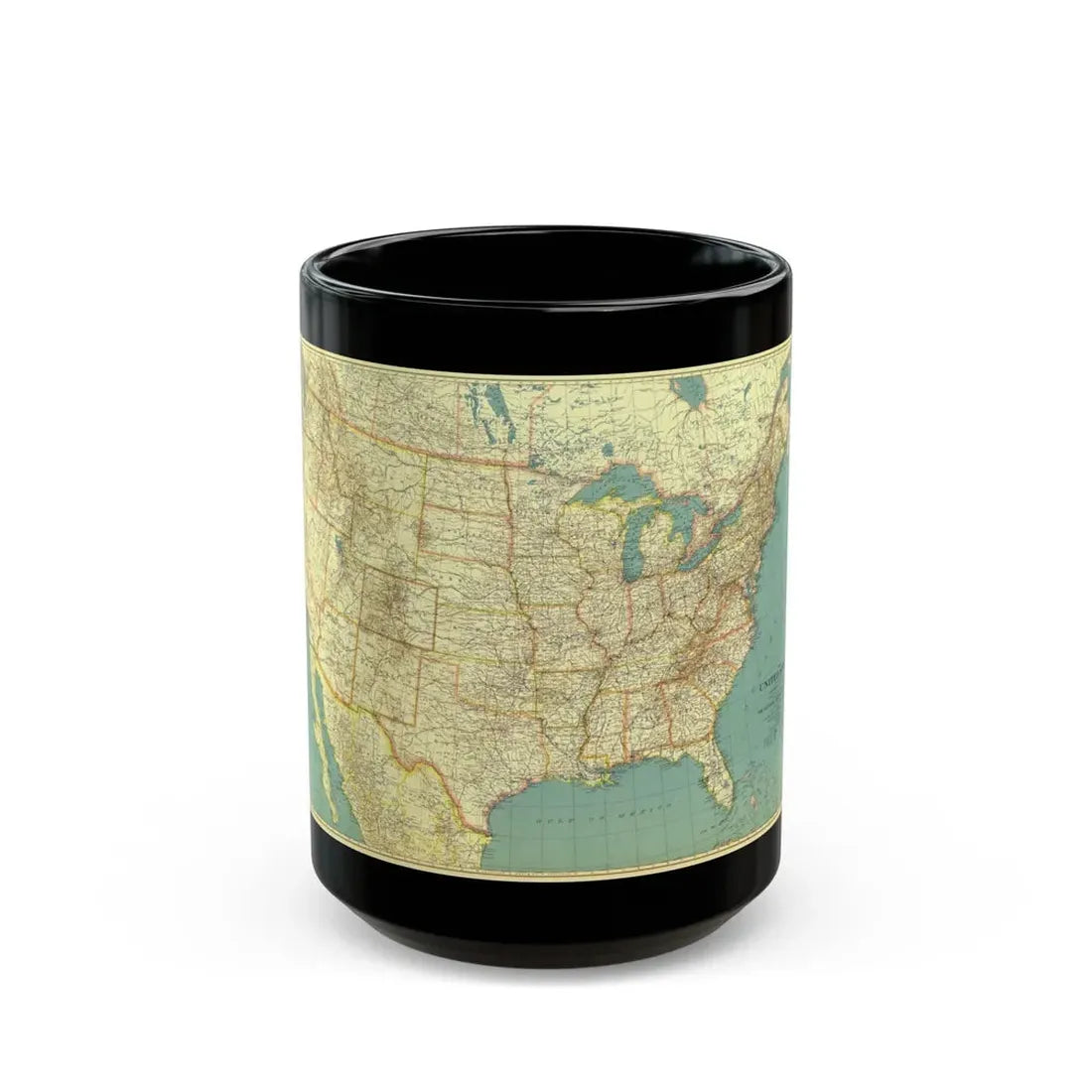 USA - The United States (1933) (Map) Black Coffee Mug 15oz - Go Mug Yourself