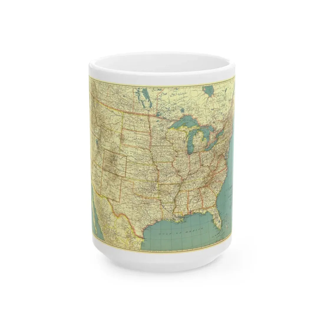 USA - The United States (1933) (Map) White Coffee Mug 15oz - Go Mug Yourself
