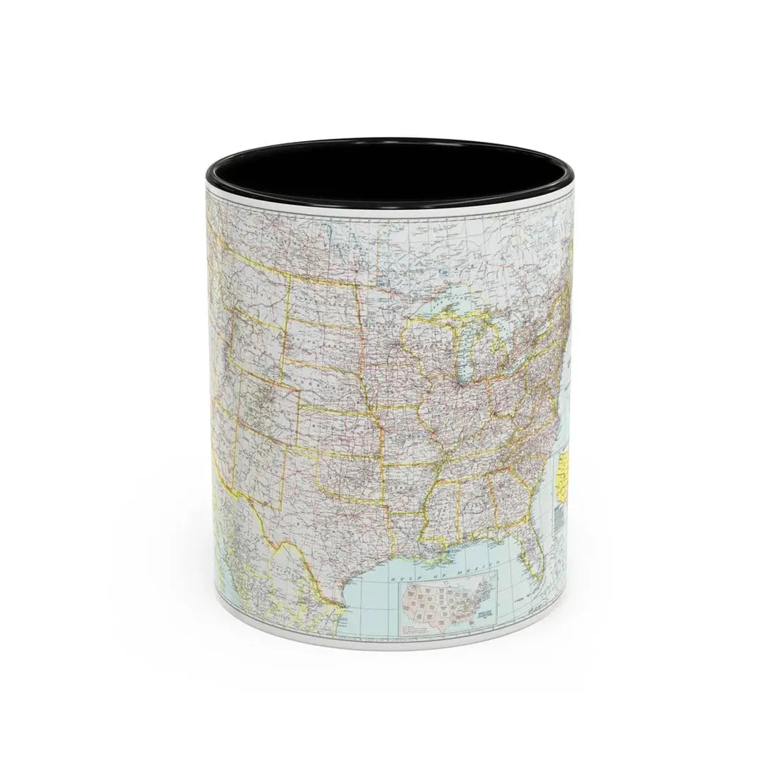 USA - The United States (1940) (Map) Accent Coffee Mug 11oz Black - Go Mug Yourself