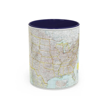 USA - The United States (1940) (Map) Accent Coffee Mug 11oz Navy - Go Mug Yourself