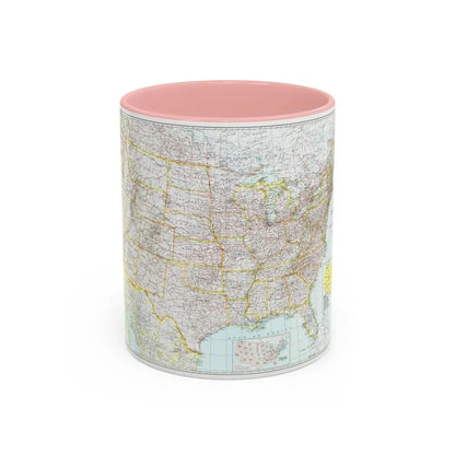 USA - The United States (1940) (Map) Accent Coffee Mug 11oz Pink - Go Mug Yourself