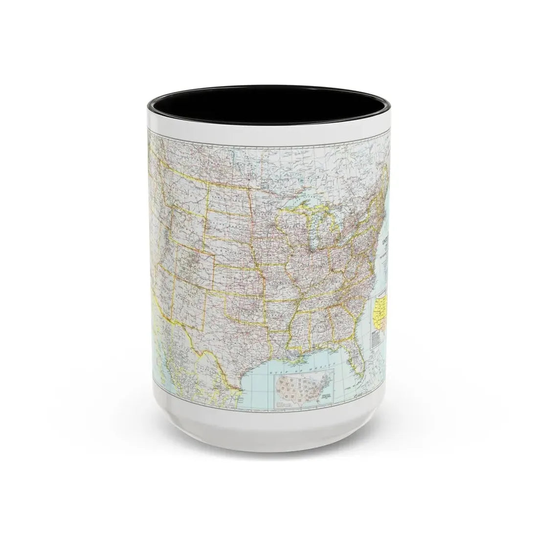 USA - The United States (1940) (Map) Accent Coffee Mug 15oz Black - Go Mug Yourself