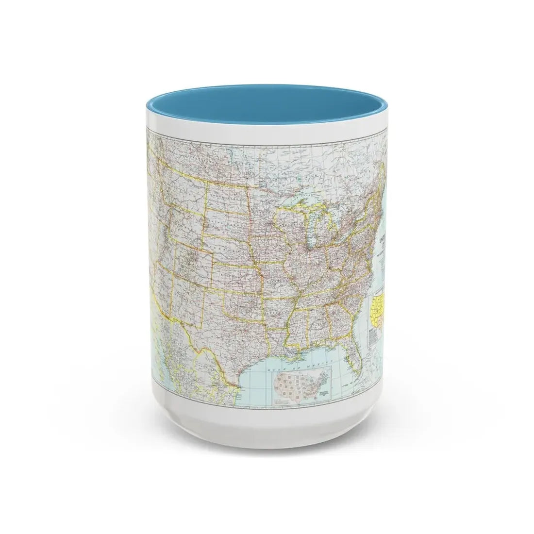 USA - The United States (1940) (Map) Accent Coffee Mug 15oz Light Blue - Go Mug Yourself