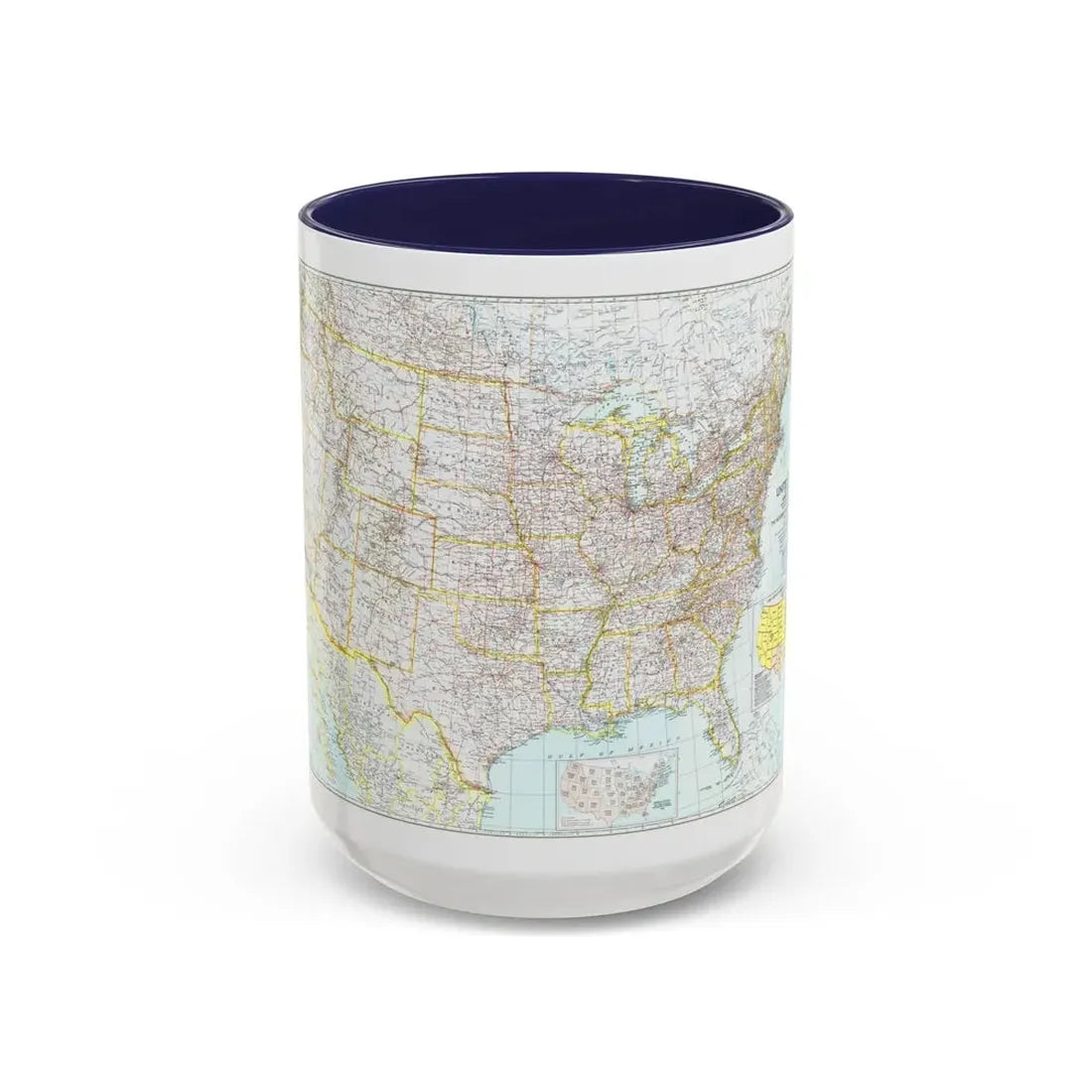 USA - The United States (1940) (Map) Accent Coffee Mug 15oz Navy - Go Mug Yourself