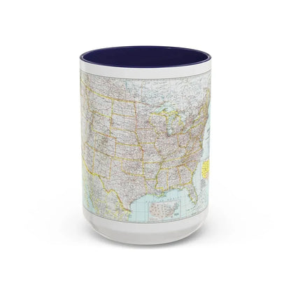USA - The United States (1940) (Map) Accent Coffee Mug 15oz Navy - Go Mug Yourself
