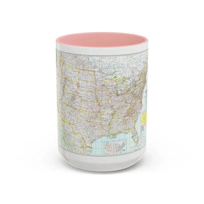 USA - The United States (1940) (Map) Accent Coffee Mug 15oz Pink - Go Mug Yourself