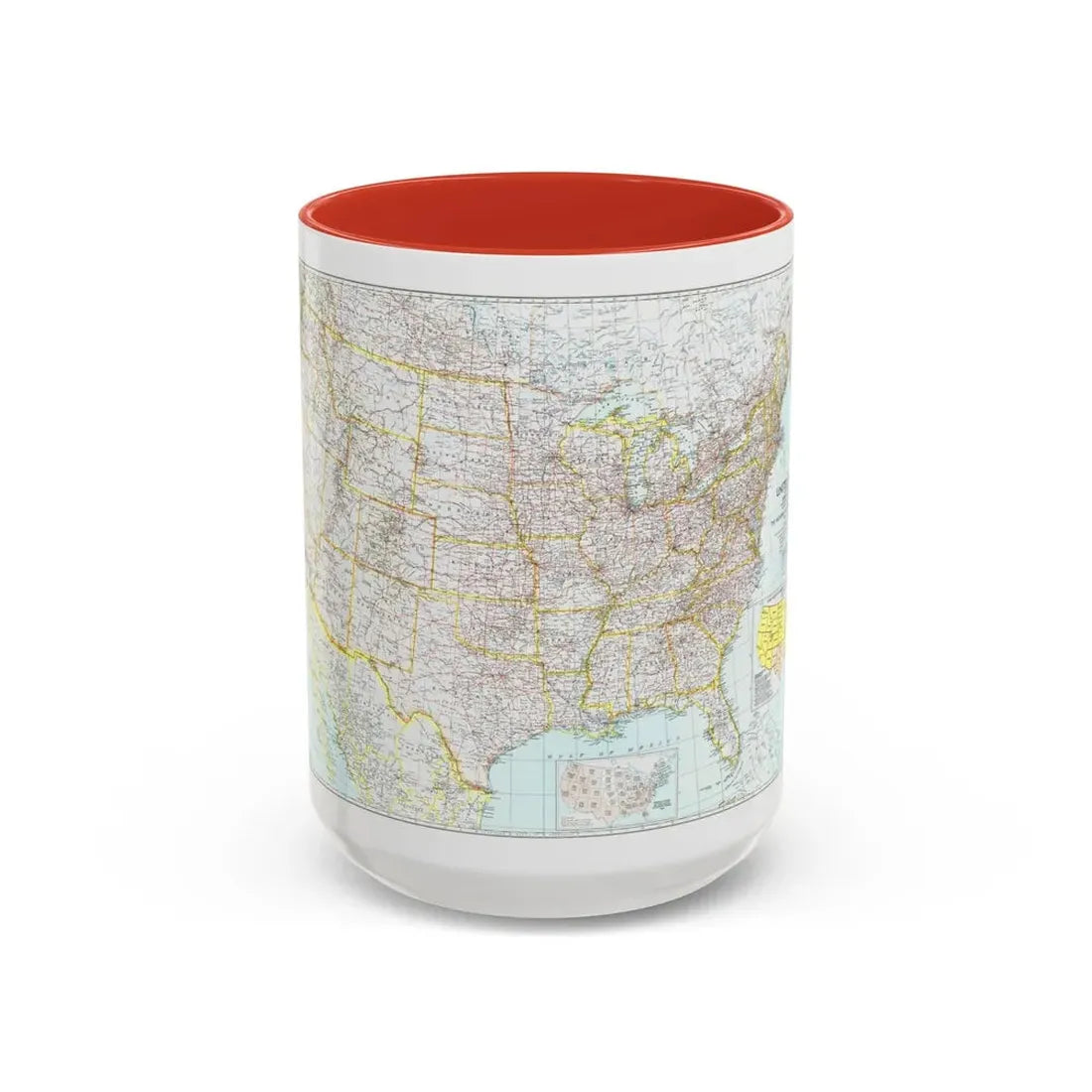 USA - The United States (1940) (Map) Accent Coffee Mug 15oz Red - Go Mug Yourself