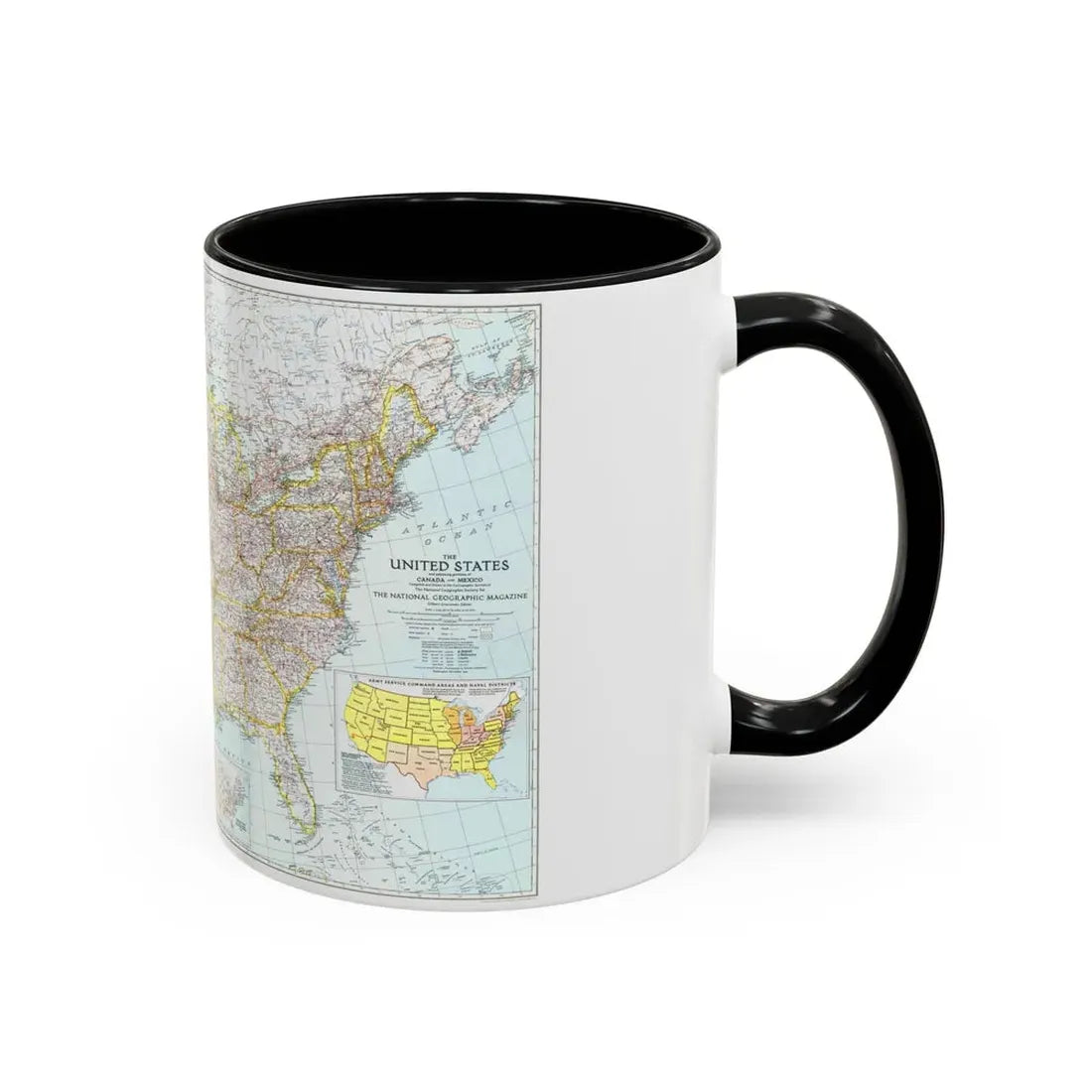 USA - The United States (1940) (Map) Accent Coffee Mug - Go Mug Yourself